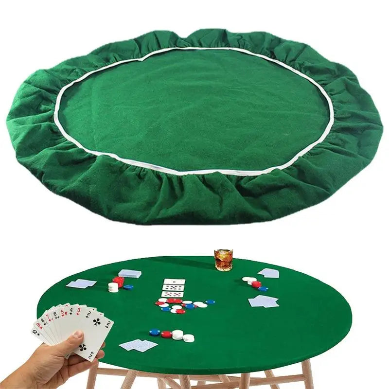 Felt Card Table Game Cover Round Tablecloth Poker Table Cover  Game Table Topper Mat Elastic Card Game Table Protector