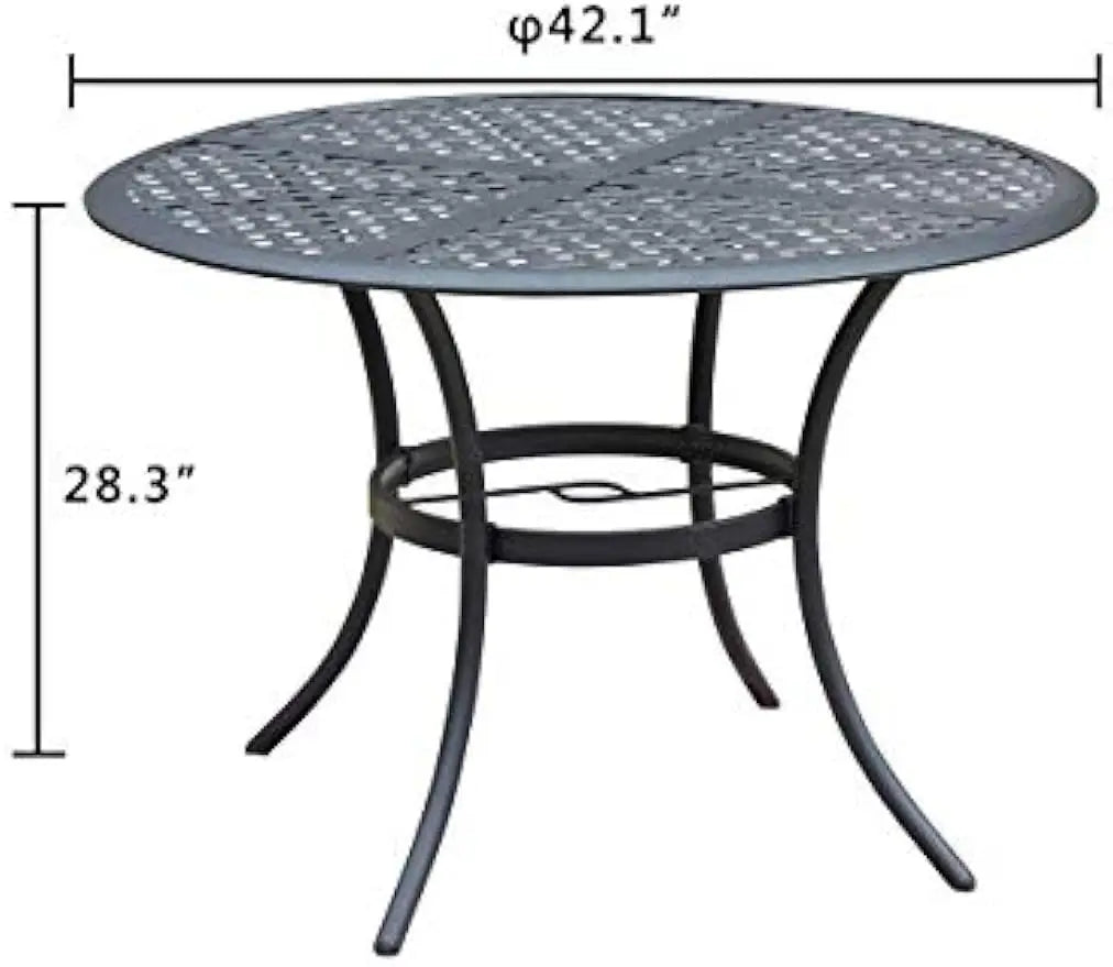 42 In Outdoor Dining Table Round Patio Bistro Table Powder-Coated Steel Frame Top Patio Dining Table Outdoor Furniture Table