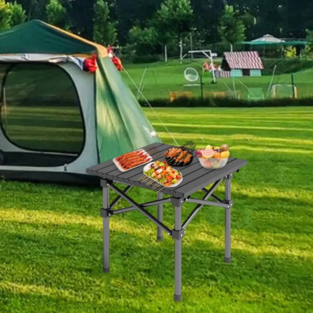 Carbon Steel Outdoor Folding Table Heavy Duty Height Adjustable Metal Camping Hiking Backpacking Picnic BBQ Portable Table