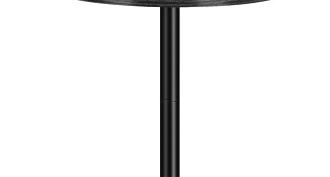Modern Round Marble Pedestal Side Table - Small Cocktail Table for Patio, Sofa & Chairs - Black Indoor/Outdoor Accent