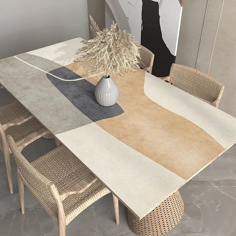 Minimalist Line Table Mat Waterproof Oil-proof Placemat Beige Striped Kitchen Desktop Decorative Cover Mat Modern PVC Table Mats