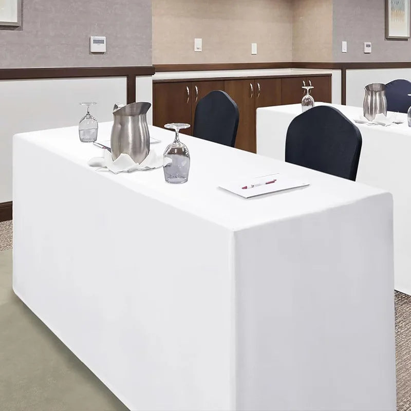 1 piece of white and black wedding elastic tablecloth, 6 feet in size, spandex rectangular table skirt, fitted