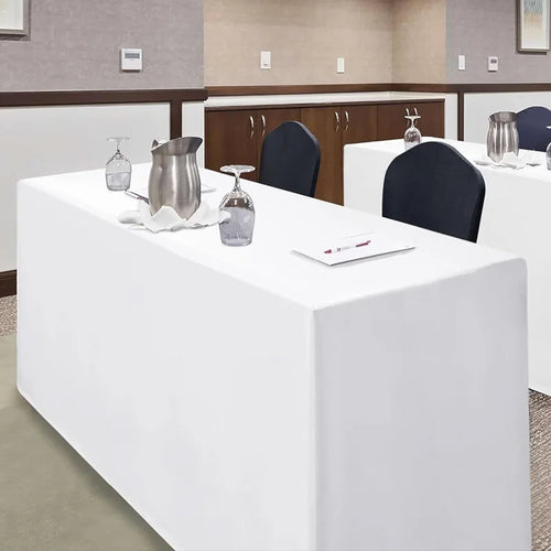 1 piece of white and black wedding elastic tablecloth, 6 feet in size, spandex rectangular table skirt, fitted