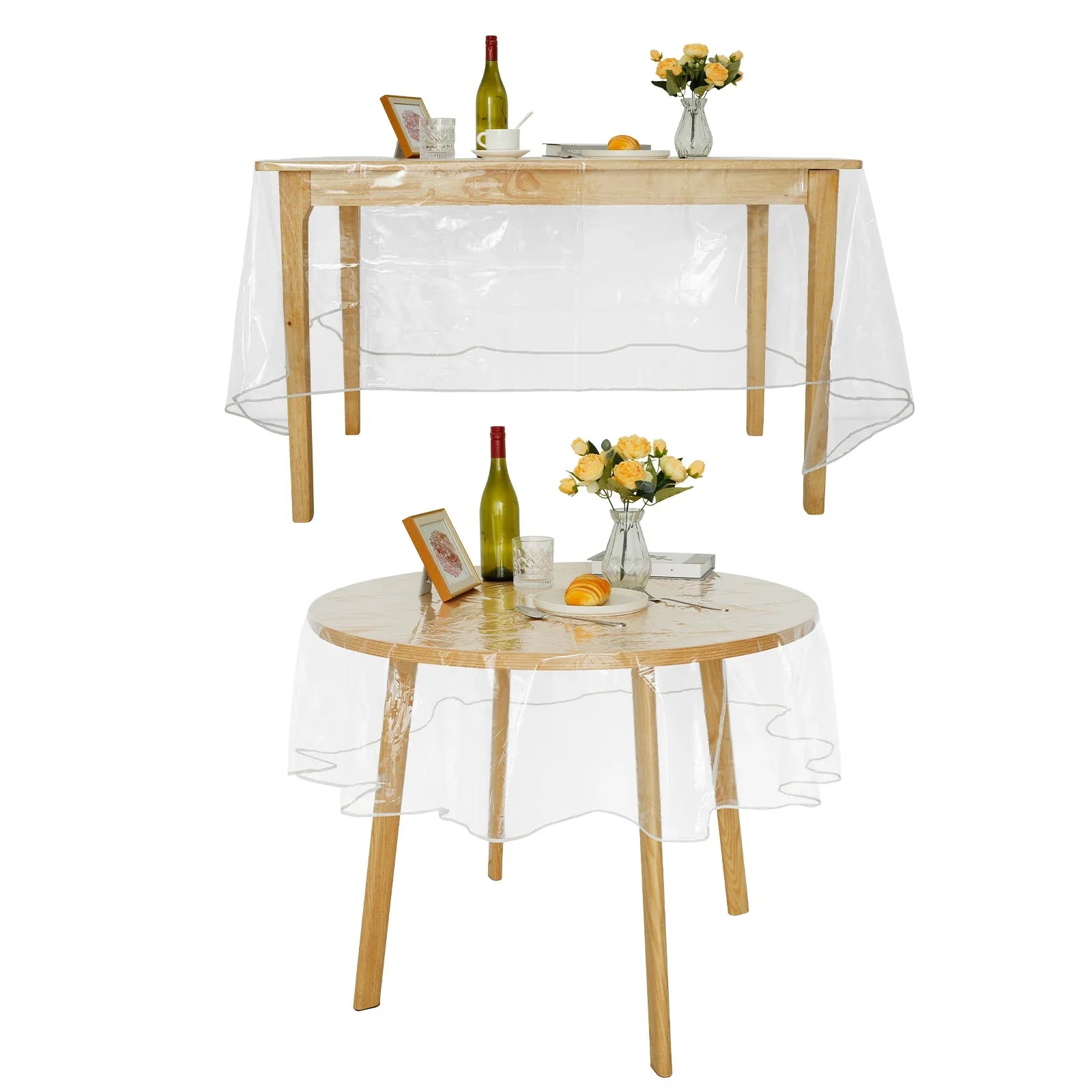 PVC Transparent Tablecloth Protector Waterproof Plastic Stain Resistant Table Protector Oil Proof Clear Heat-Resistant