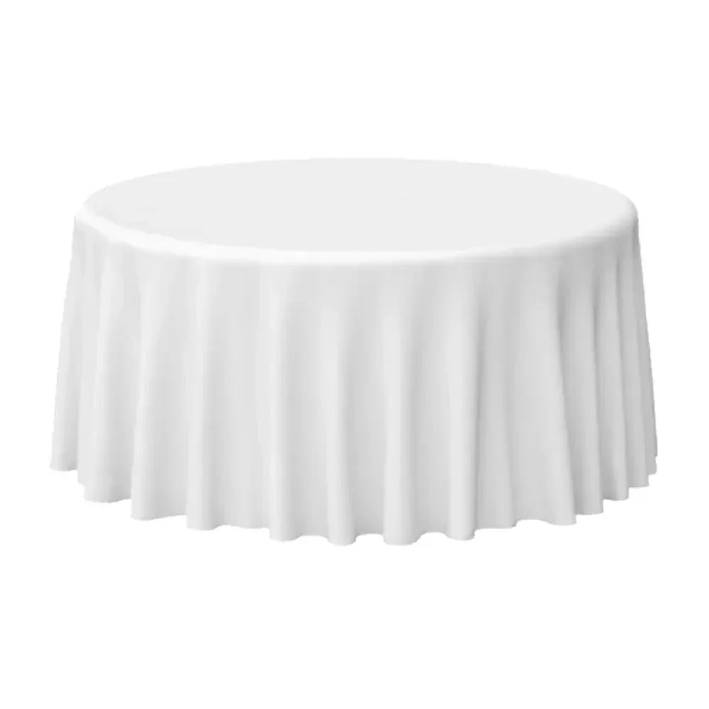 Round Tablecloth Satin Wedding Table Cloth White Resistant and Wrinkle Polyester Table Cover Dinning Party Tabletop Decoration