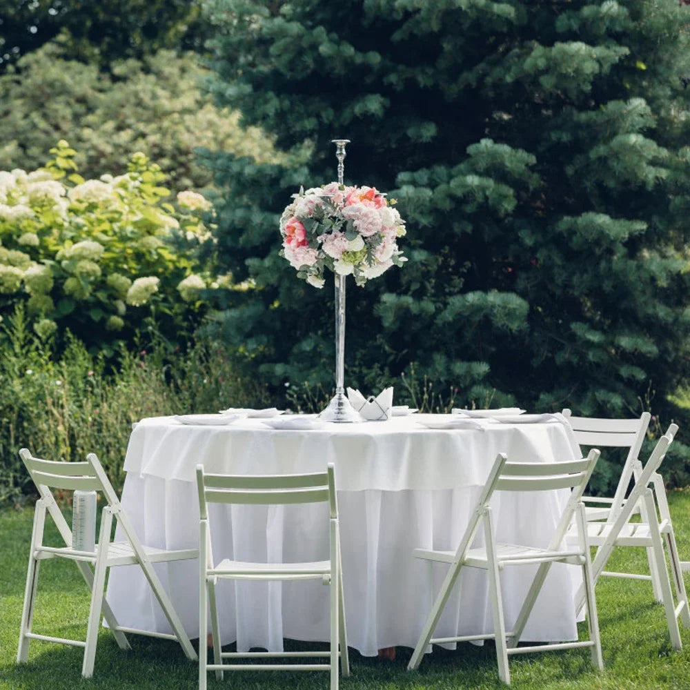 Round Tablecloth Satin Wedding Table Cloth White Resistant and Wrinkle Polyester Table Cover Dinning Party Tabletop Decoration