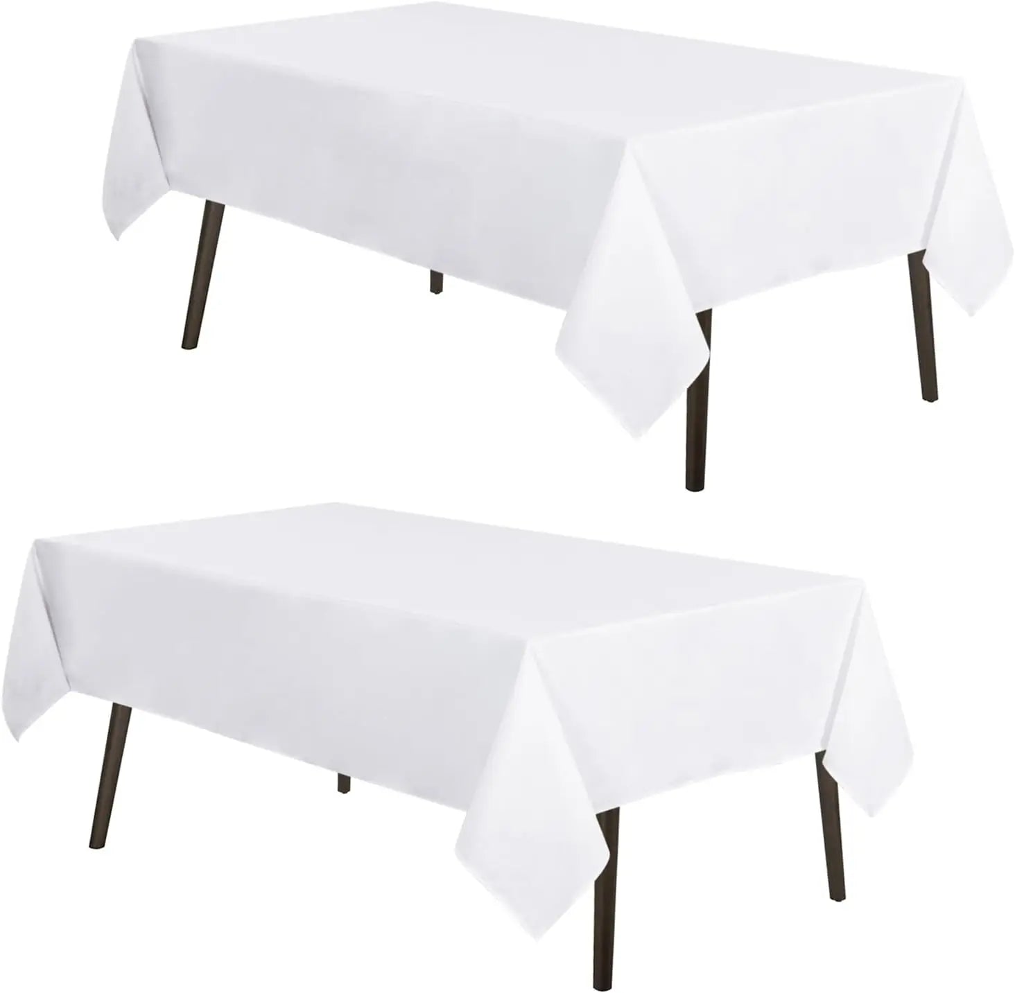 Polyester White Tablecloth Stain Wrinkle Rectangle Washable Table Cover Resistant for Dining Wedding Banquet Party Decor