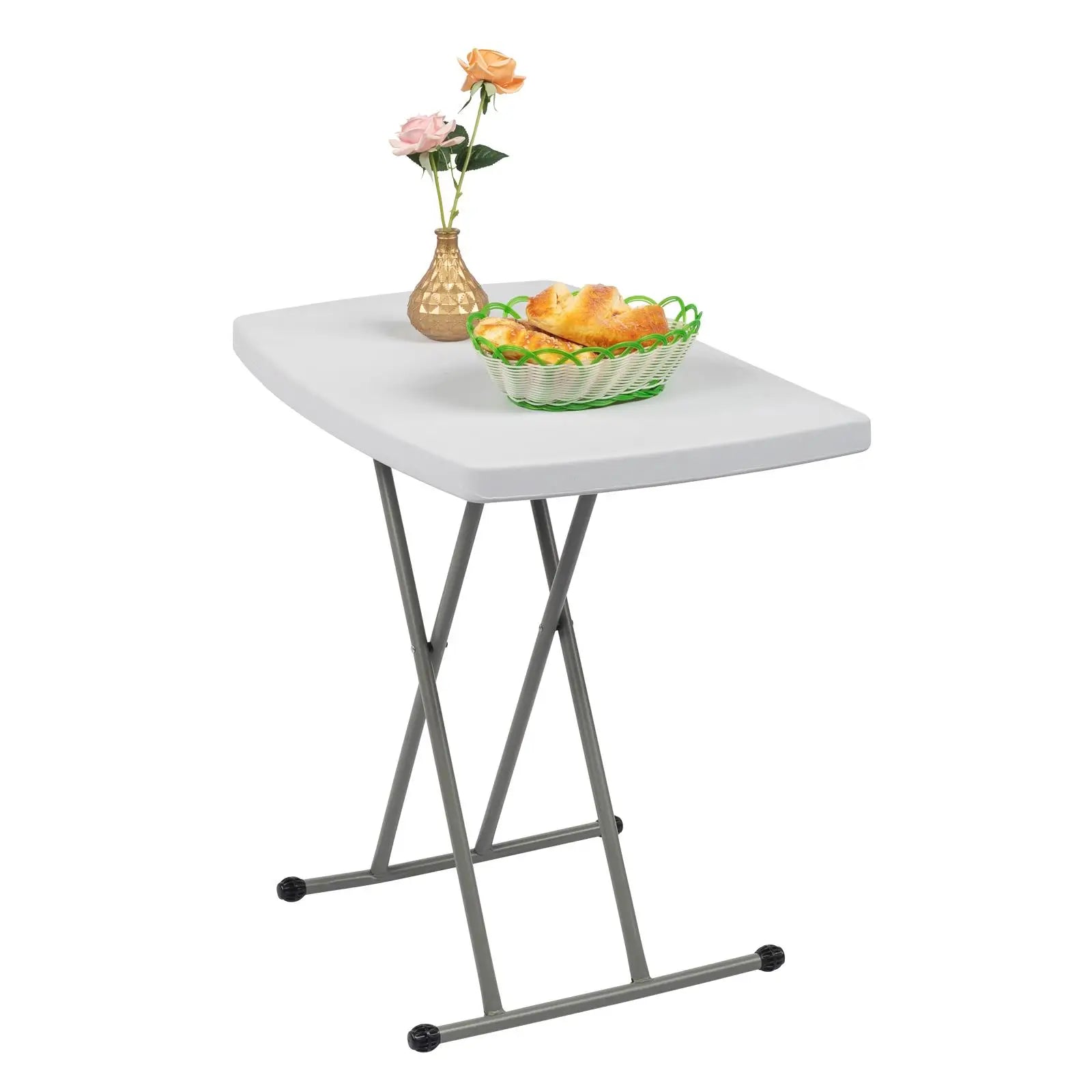 Adjustable White Plastic Garden Table 76x50x70.5cm - Durable & Versatile Outdoor Furniture
