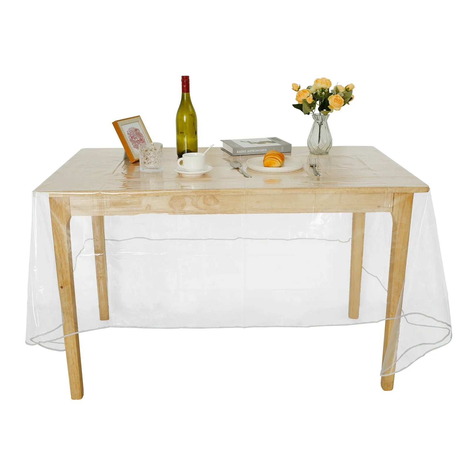 PVC Transparent Tablecloth Protector Waterproof Plastic Stain Resistant Table Protector Oil Proof Clear Heat-Resistant