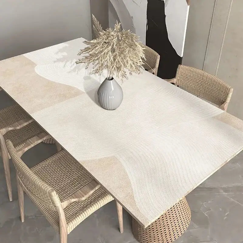 Minimalist Line Table Mat Waterproof Oil-proof Placemat Beige Striped Kitchen Desktop Decorative Cover Mat Modern PVC Table Mats