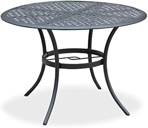 42 In Outdoor Dining Table Round Patio Bistro Table Powder-Coated Steel Frame Top Patio Dining Table Outdoor Furniture Table